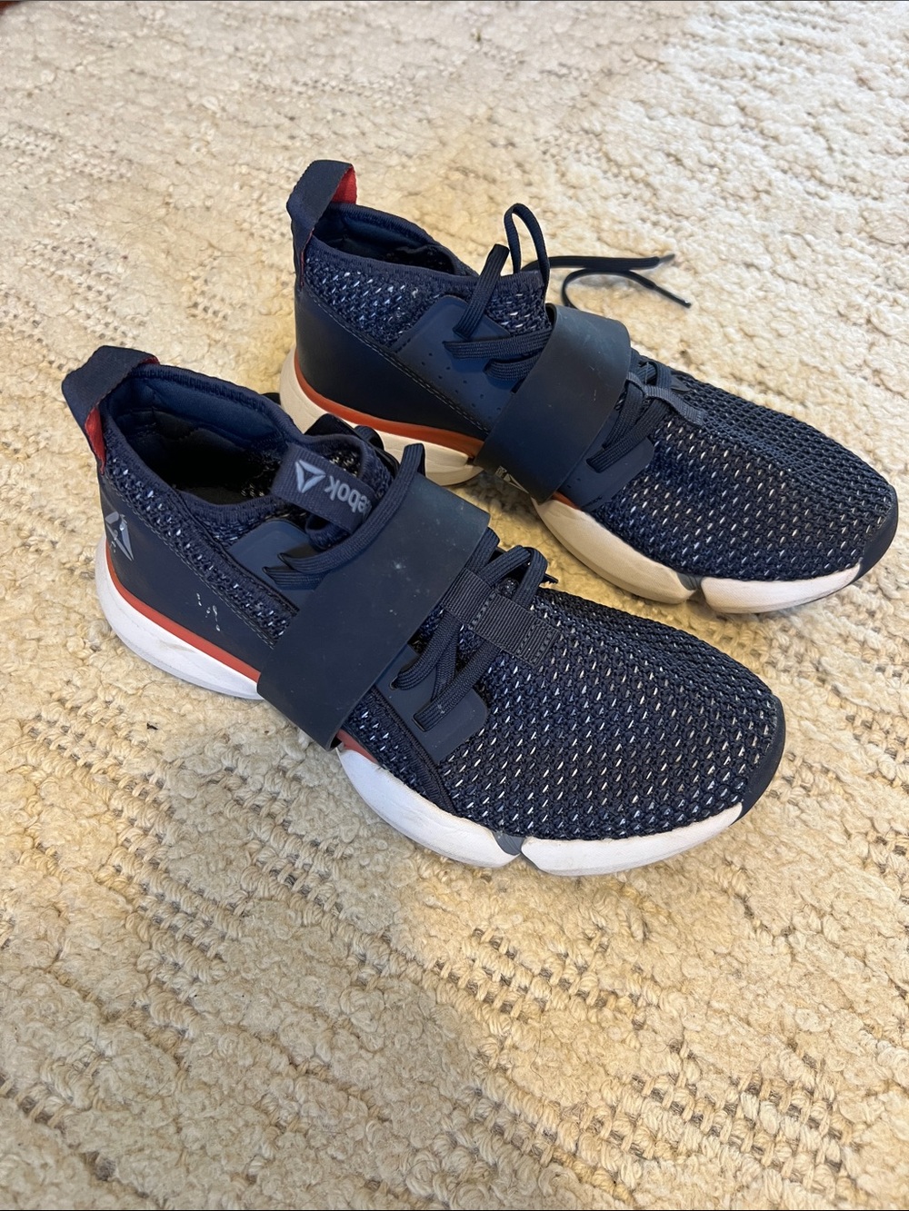 Reebok Navy and Orange Knit Training Sneakers